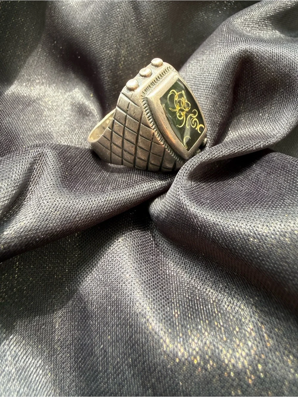 Vintage 925 Sterling Silver Tribal Statement Ring Size 11.5